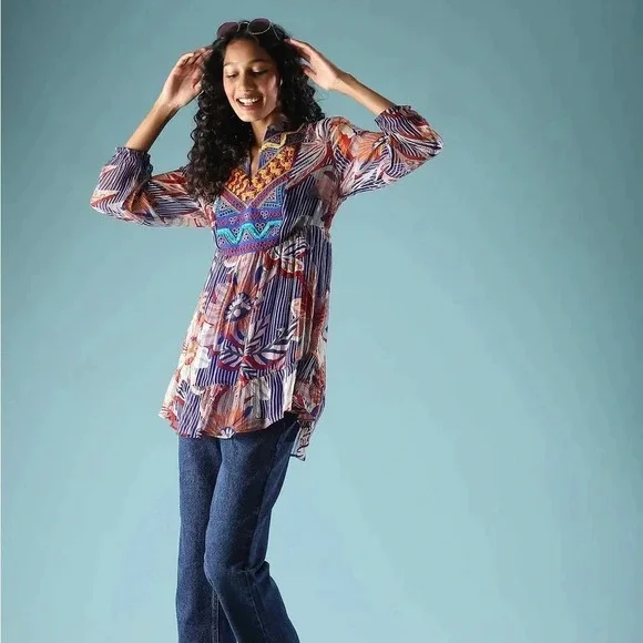 Soft Surroundings Tory Tunic Multi Color Top Size XL - Picture 2 of 6